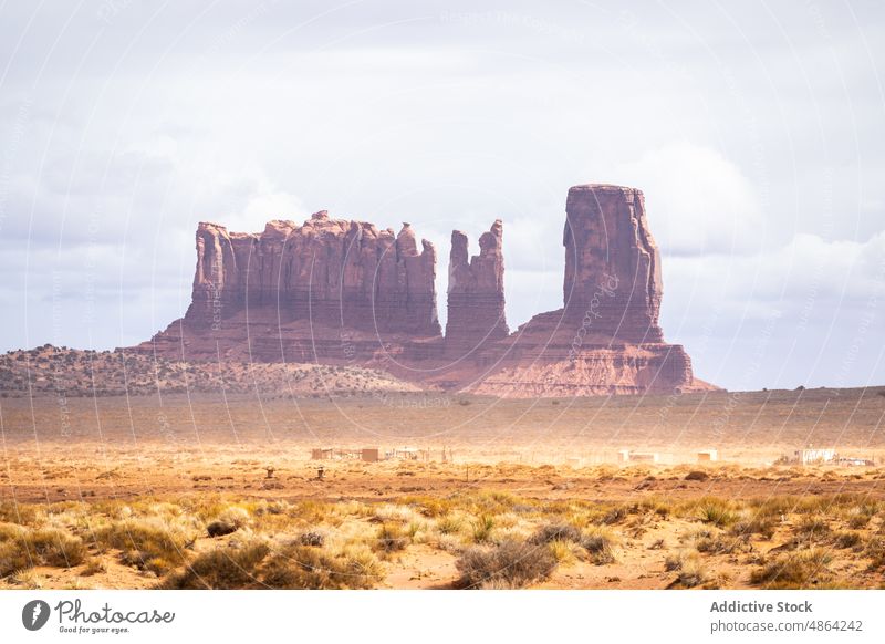 Scenic from above view of mountain cliffs utah Arizona national park landscape Monument Valley travel butte rocky outcrop Navajo Tribal Park desert usa outdoors