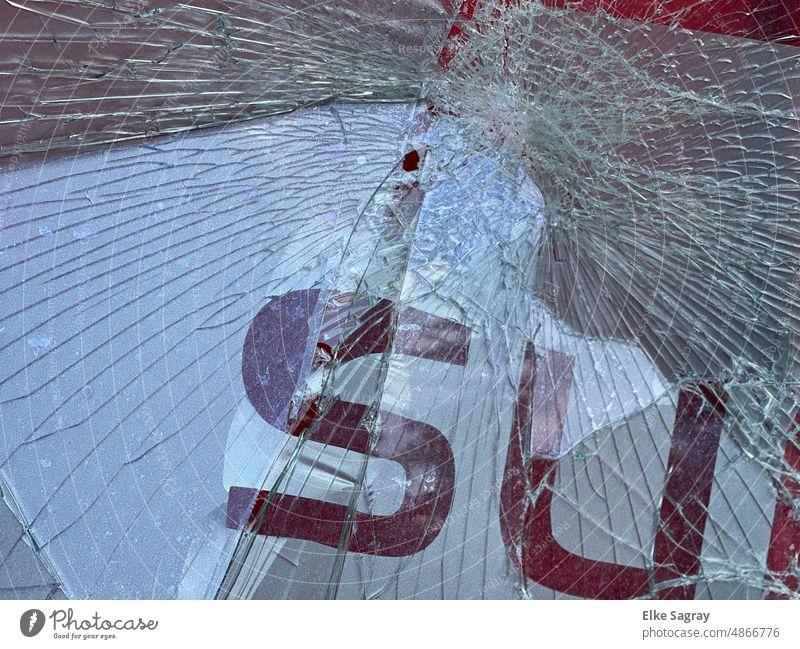 Broken glass - broken glass - shards bring luck glass break Pane Deserted Shard Smashed window Vandalism Exterior shot Colour photo Transience