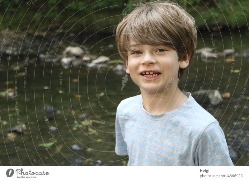 happy boy in nature Child Human being Boy (child) Schoolchild Infancy Student Exterior shot 8 - 13 years Colour photo cheerful out Laughter Nature portrait Joy