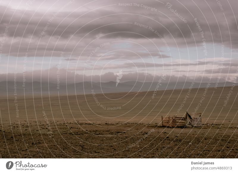 Looking out over a cloudy Mongolian steppe Steppe Grassland Isolated outdoors landscape terrain nature Sunlight Nature Landscape Exterior shot Day Asia
