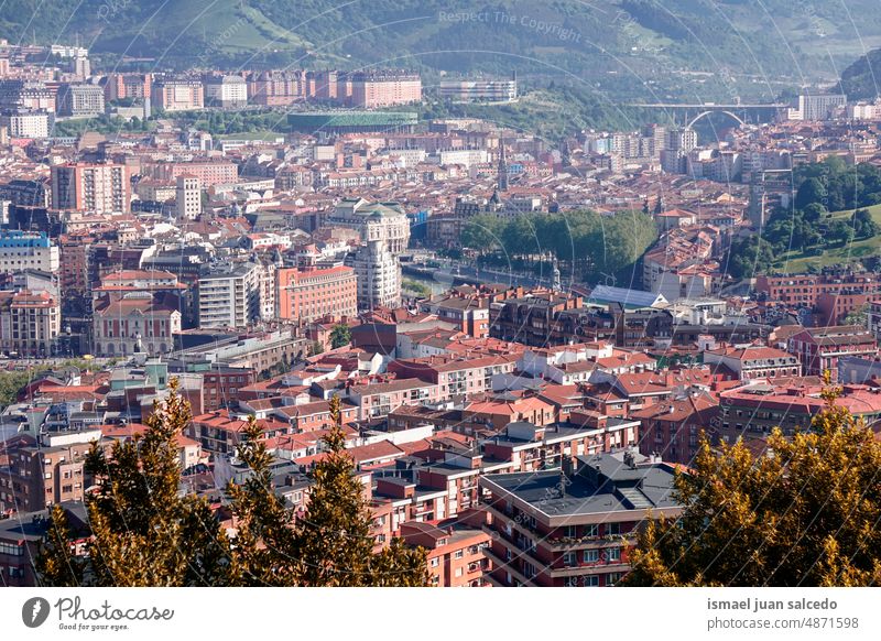 city view from bilbao city, basque country, spain, travel destination cityscape facade building architecture structure construction rooftop cityview panoramic