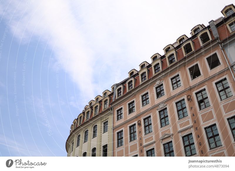 House wall of chic apartment building Window House (Residential Structure) Facade Architecture Building Sky Town Exterior shot Downtown Old town Old building
