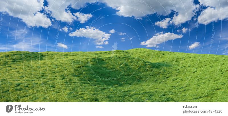 field with blue sky panorama - 3D Rendering cloud solar 3d green energy meadow nature farm sun agriculture autumn backgrounds beauty brightly cloudscape dawn