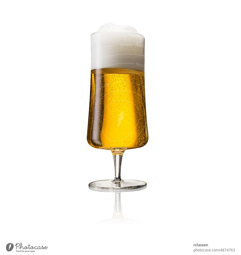 Glass of classic german lager beer isolated on white background beer foam cologne dew germany amber beer mug drink bar gold pint alcohol beaker beverage brewed