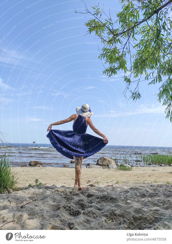 woman on the beach Dance Movement Woman Joy Dress Elegant Rotate Young woman Happiness Youth (Young adults) Human being Feminine Adults 18 - 30 years pretty