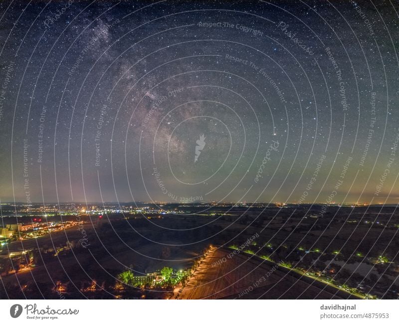 The Milky Way over the Rhine plain near Ketsch, photographed with a 250-gram drone. Ketch Valley Rhein valley Night Sky Stars Milky way Galaxy Astronomy