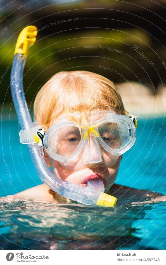 Short check above the water while snorkeling in the pool Playing Summer vacation Leisure and hobbies Refreshment Sports Aquatics Swimming & Bathing