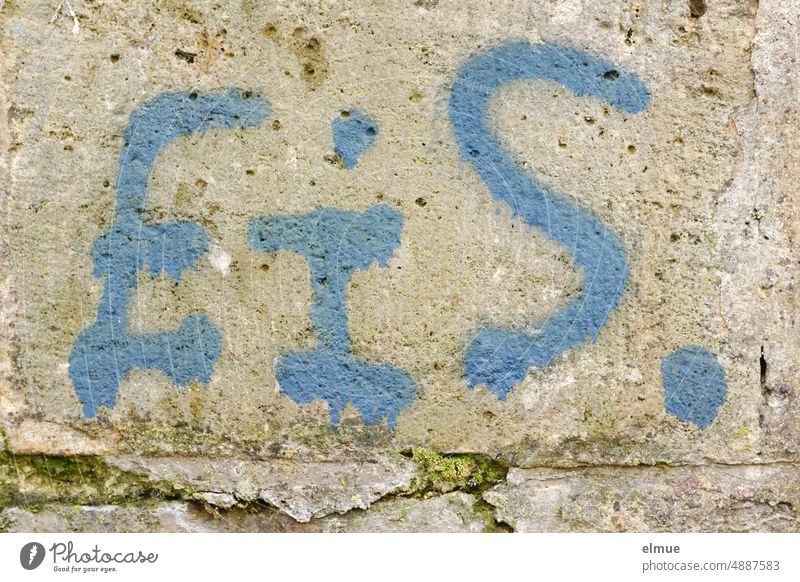 EiS. is written in blue color on an old plastered wall Ice Wall (building) cooling Summer Climate Blue Facade Plaster Graffiti Daub Typography Youth culture
