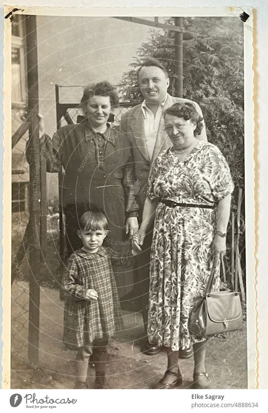 Old analog photo 1952- all in family Analogue photo Black & white photo Nostalgia Take a photo Memory Past Photography preserve