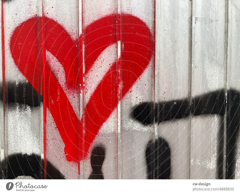 A red heart Exterior shot Subdued colour Colour photo Kitsch Longing Romance Infatuation Love Together Friendship Sympathy Warm-heartedness