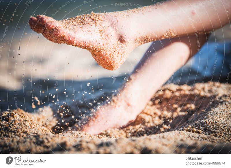 Feet in the sand on the Costa Brava, Spain Summer Ocean Beach Hot sea beach Water Vacation & Travel vacation holidays Sand Far-off places Summer vacation