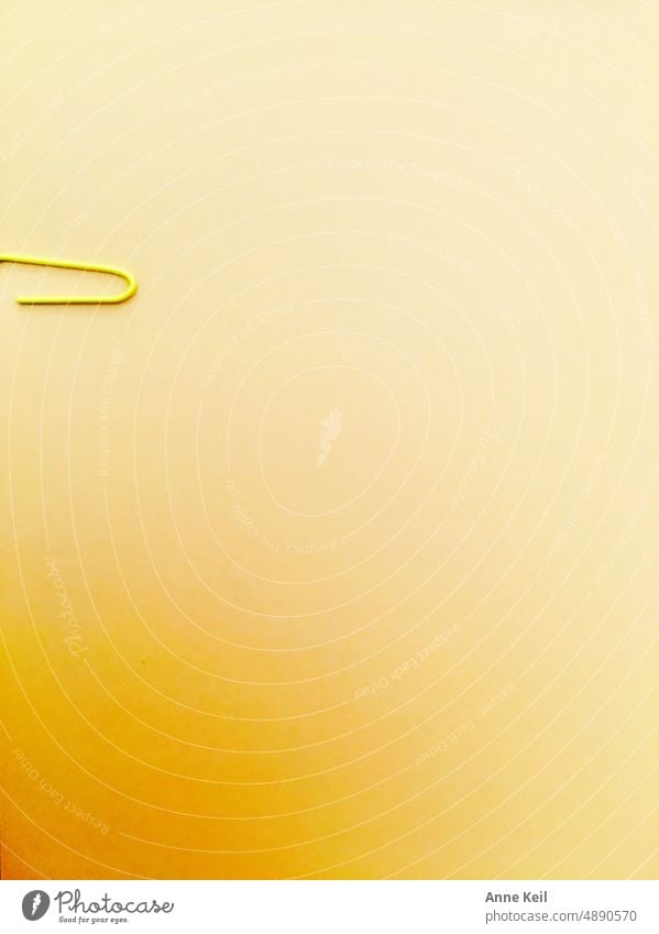 Yellow sheet of paper with paper clip. Ready to write on. Paper Typography Color gradient Deserted Communication Communicate Letter (Mail) Colour photo Text
