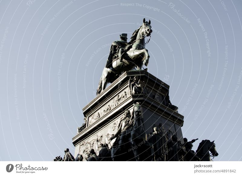 Equestrian statue of Frederick the Great Monument Tourist Attraction Historic Cloudless sky bronze sculpture Sculpture Sightseeing Copy Space Neutral Background