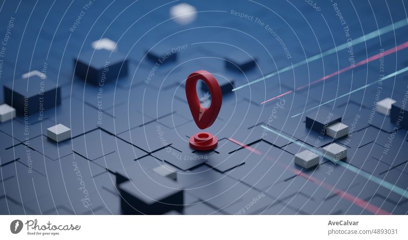 location search around the world. location map concept. Futuristic style image. Navigator pin checking map. Smart technology GPS travel. City and network connection.
