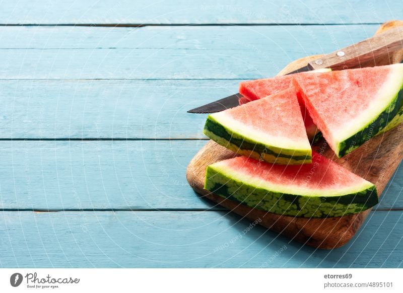 Fresh watermelon slices cold delicious dessert eat food fruit healthy portion red refreshment snack summer sweet tropical
