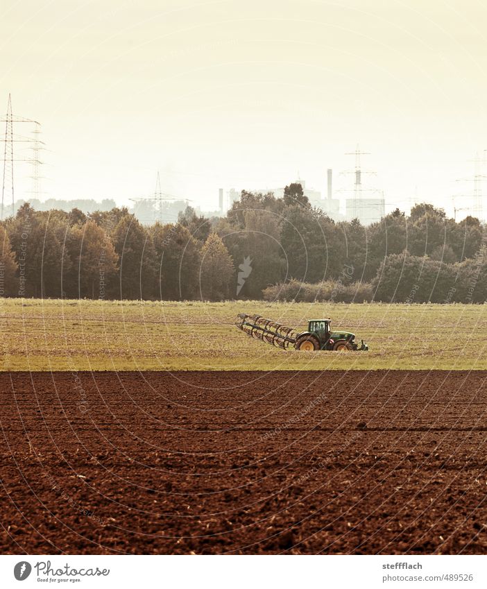 Country Economy Environment Landscape Earth Sky Autumn Climate change Field Forest Deserted Tractor Sand Work and employment Dirty Brown Horizon Transience