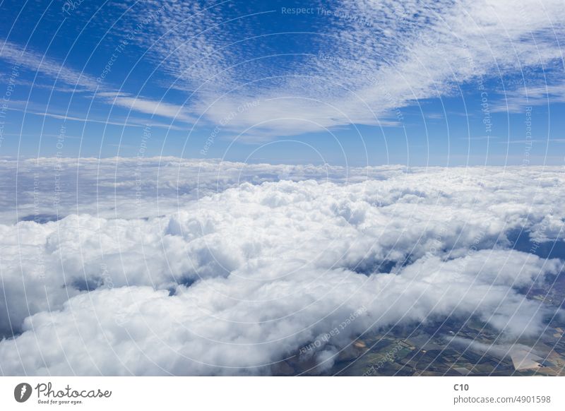 Cloud and blue sky from the airplane window Cloudy Light above aerial aeroplane aircraft airplane view altitude background beautiful beauty cloud clouds