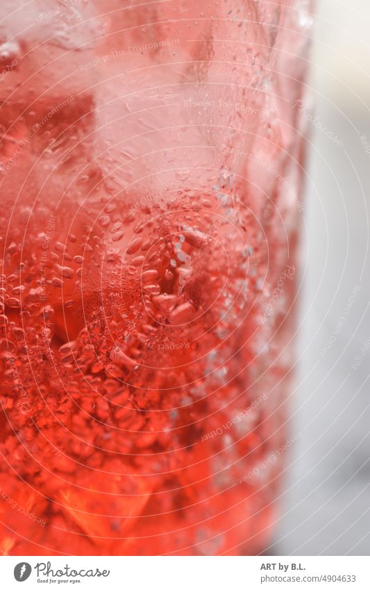 soft drink Beverage Ice Chilled Cold Fresh refreshment strawberry Summer summer drink Ice cube Glass Pattern Red icily Misted up