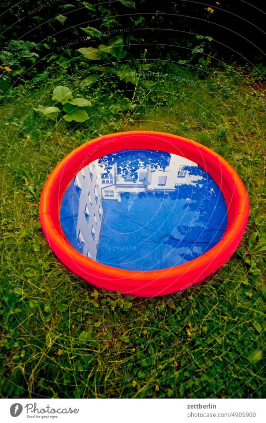 Paddling pool in the backyard again Old building on the outside Refreshment Facade holidays House (Residential Structure) rear building Backyard Courtyard