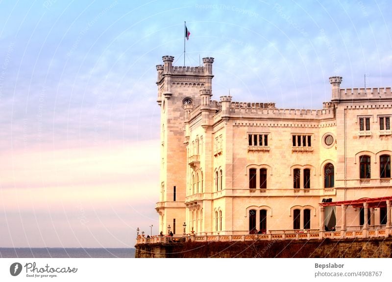 Miramare castle, The most attractive monument of Trieste. Italy aged ancient architecture art attractions beautiful blue building city classic coastal culture