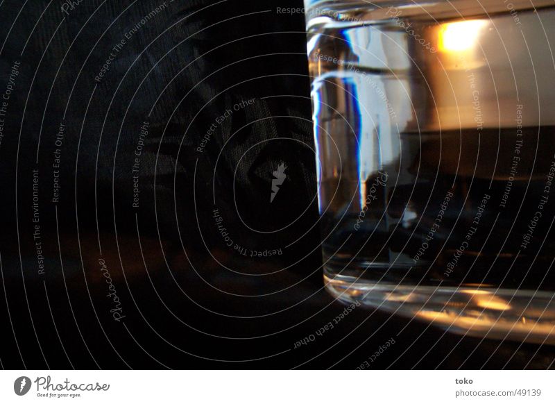 water glass Transparent Drinking Black Interior shot Water Glass Dark background Black & white photo without flash