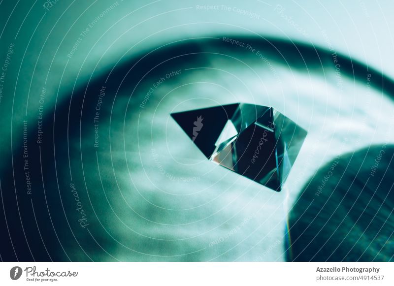 Glass pyramid with abstract shadow. 3d art background beam blur blurry concept conceptual condensation crystal defocused design diamond dim effect fantasy