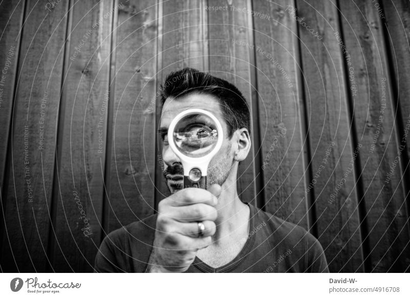 I see you - looking through a magnifying glass Observe Magnifying glass espionage spy Curiosity Looking vigilantly observantly Eyes Large
