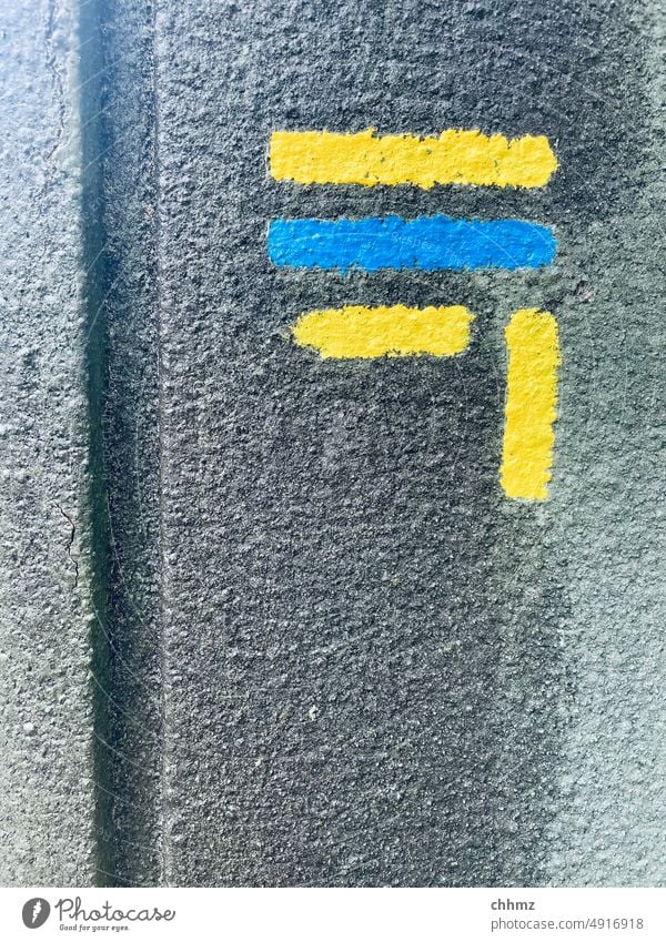 mark Road sign Symbols and metaphors Clue Yellow Blue Ukraine Peace War strokes Colour Solidarity Sign Freedom