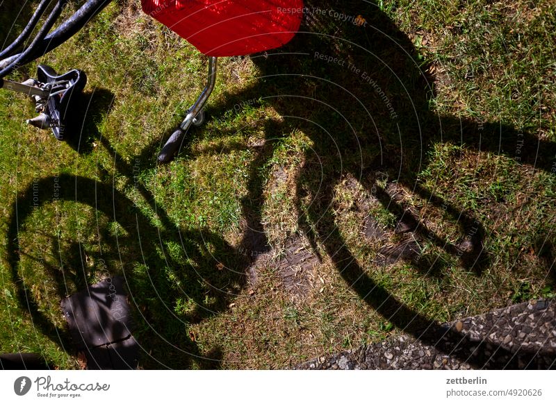 Bicycle (shadow) Trip Ladies' bicycle Ladies bike bicycle repair Light Breakdown Wheel Repair Shadow Summer Sun Grass Lawn Meadow Garden Park Saddle