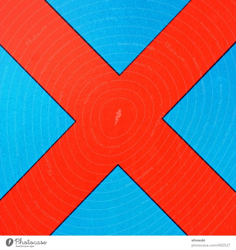 straight edge Straight Edge Youth culture Sign Characters Signs and labeling Road sign Crucifix Rebellious Blue Red Bans No standing Multicoloured Exterior shot