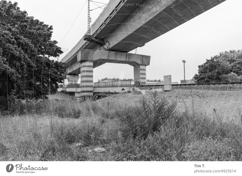 bridge piers moabit b/w Black & white photo B/W Day B&W Exterior shot Bridge Railway bridge Berlin Architecture Deserted