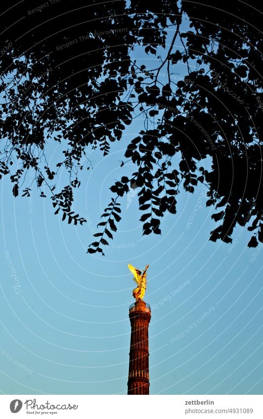 victory column Berlin Victory column big star leaf gold Monument Germany Twilight else Closing time Figure Gold Goldelse victory statue Capital city Sky