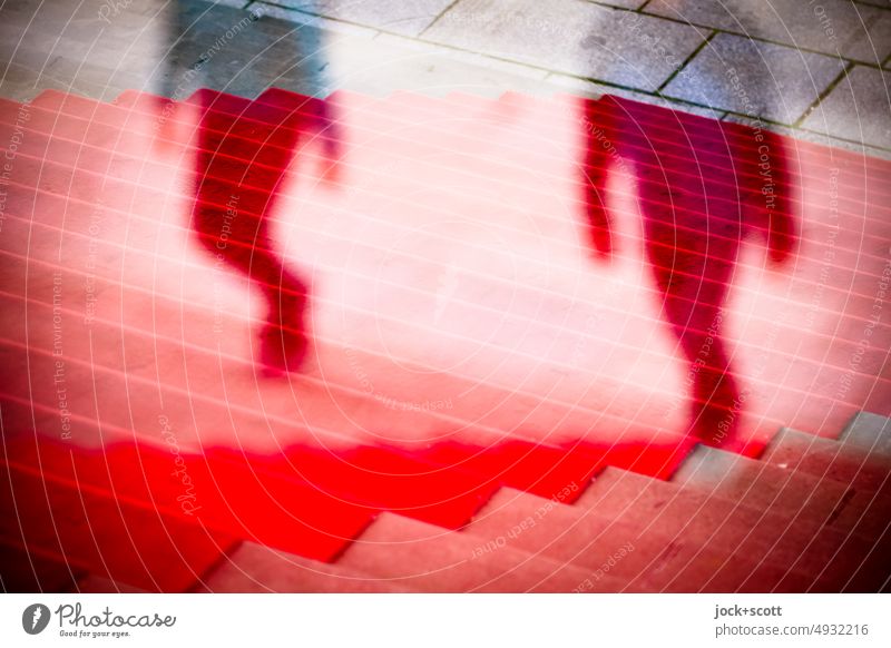 walking up the red carpet together Stairs Red carpet defocused Silhouette Complex Fantasy Surrealism Reaction person Double exposure Abstract Illusion