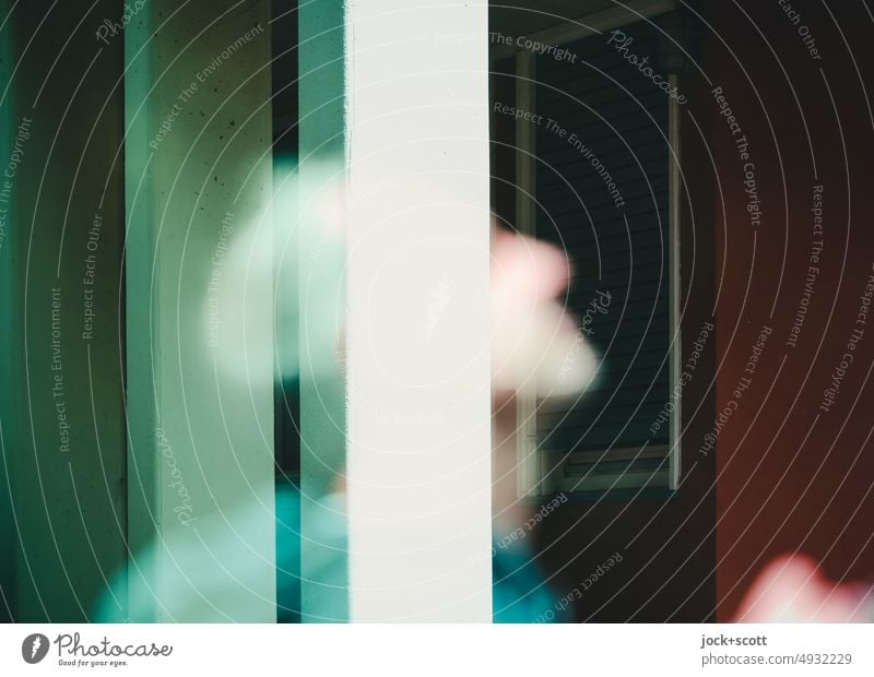 [hansa BER 2022] person with stripes Human being Man Head Double exposure Experimental Abstract blurriness Reaction bokeh defocused Structures and shapes