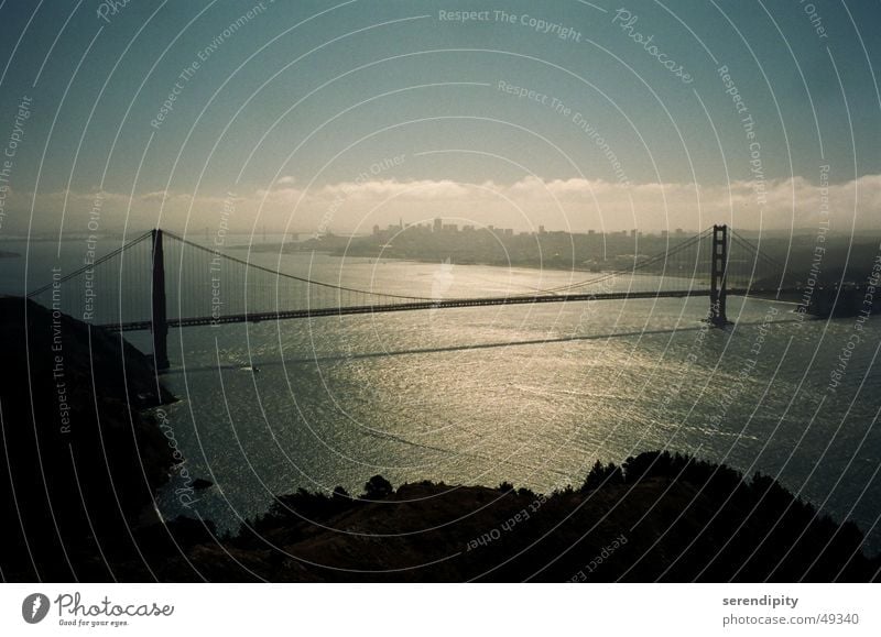 the bridge Golden Gate Bridge San Francisco California Fog in the morning Bay Street Highway Water reflection