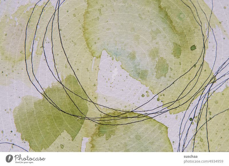 green color spots with scribble ... maybe as background image blotch Colour watercolour Accident splashes Intention circles Abstract Structures and shapes