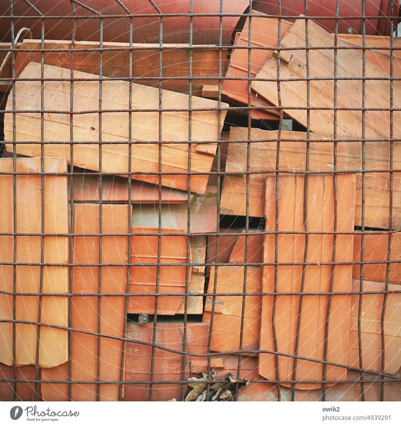 Import-Export roofing tiles Many Old stacked stratified Material Attachment Stored Transience Patient Accumulation Storage area Supply Deserted togetherness