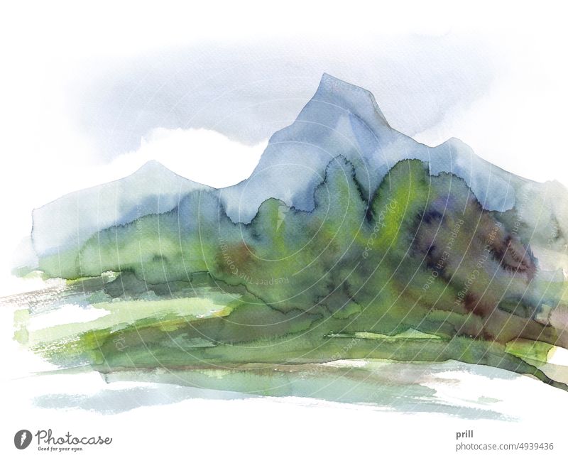 watercolor mountain alpine art painting mountain peak watercolor painting watercolour aquarelle artwork brush painting visual art abstract illustration graphic