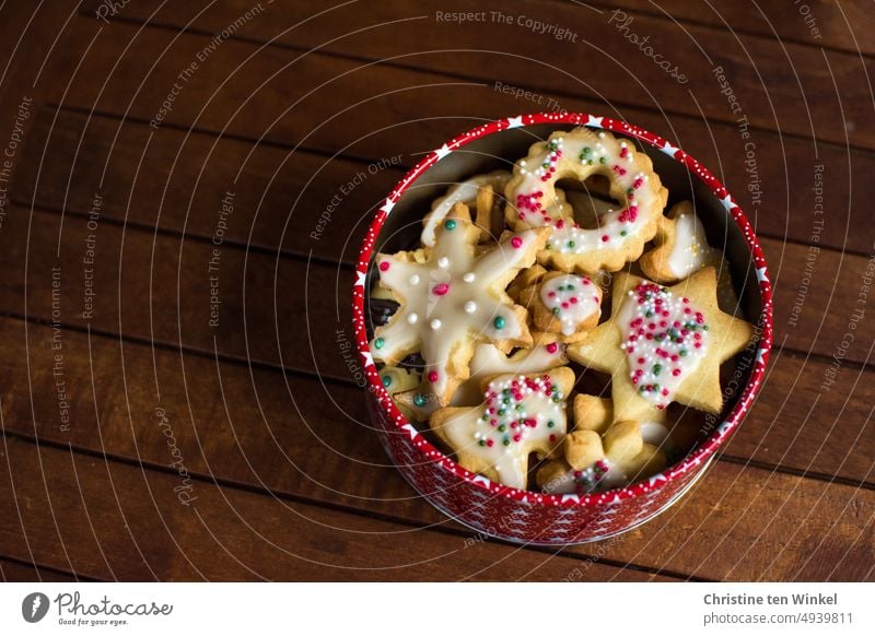 Delicious Christmas cookies with icing and sugar pearls invite to snacking homemade Advent cute Cookie Christmas biscuit Christmas & Advent Anticipation