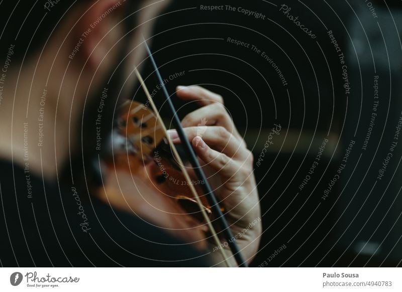 Close up musician playing violin Music Musician Musical instrument Violin Listen to music Wood Colour photo Detail Stage Make music Art