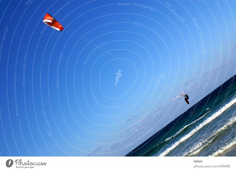 kitesurf Kiting Jump Ocean Parachute Speed Action flysurf Blue Sports Sky fun Thrill