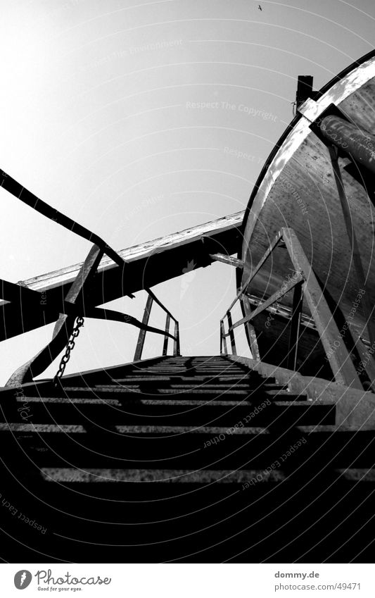 get up Als Gravel plant Funnel Black White Stairs Rust old conveyor belt Black & white photo
