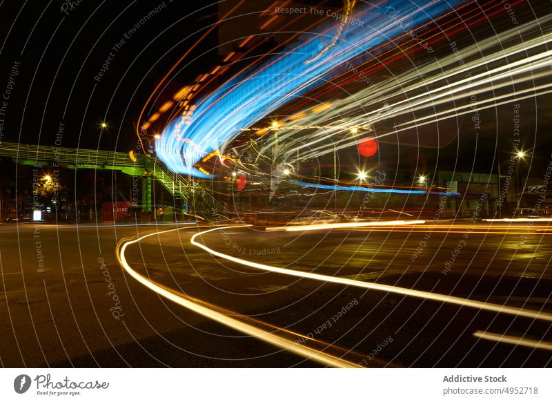 Download Motion Blur, Traffic Light, Night. Royalty-Free Stock