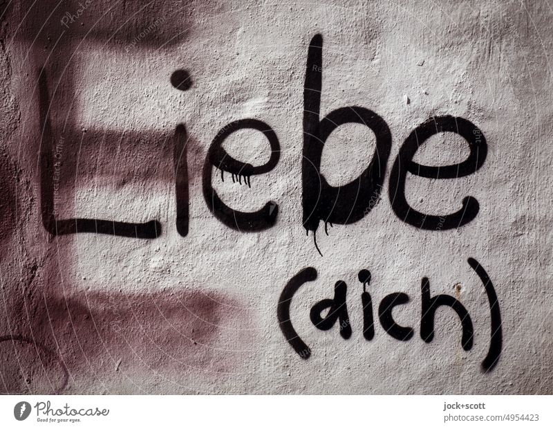 E.Love (you) Word German Street art Creativity Graffiti Characters oneself Handwriting Positive Capital letter Spray Plaster Daub Spirited