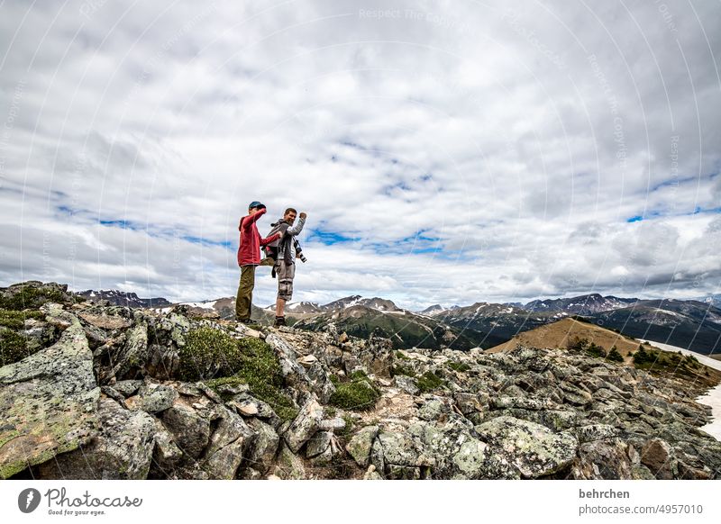 summiteers Freedom Mountain Wanderlust Far-off places Rocky Mountains Vacation & Travel Tourism Colour photo Canada Hiking Son Exterior shot especially