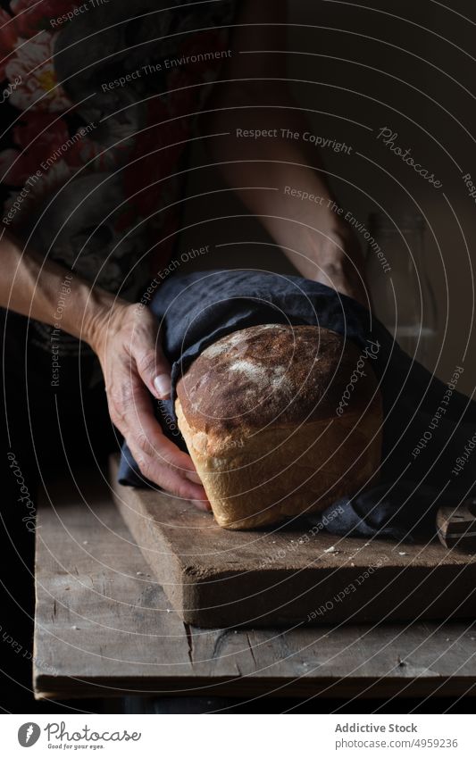 Anonymous person preparing a milk bread brioche food wooden fresh healthy bakery white whole wheat tasty sweet table brown meal breakfast background flour