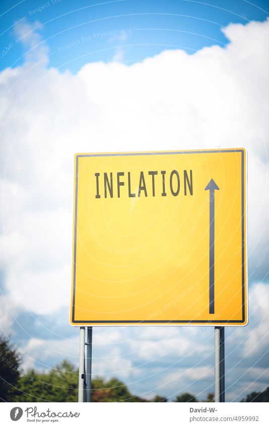 Inflation - sign with arrow up inflation Arrow Money Economy concept Crisis finance enhancement