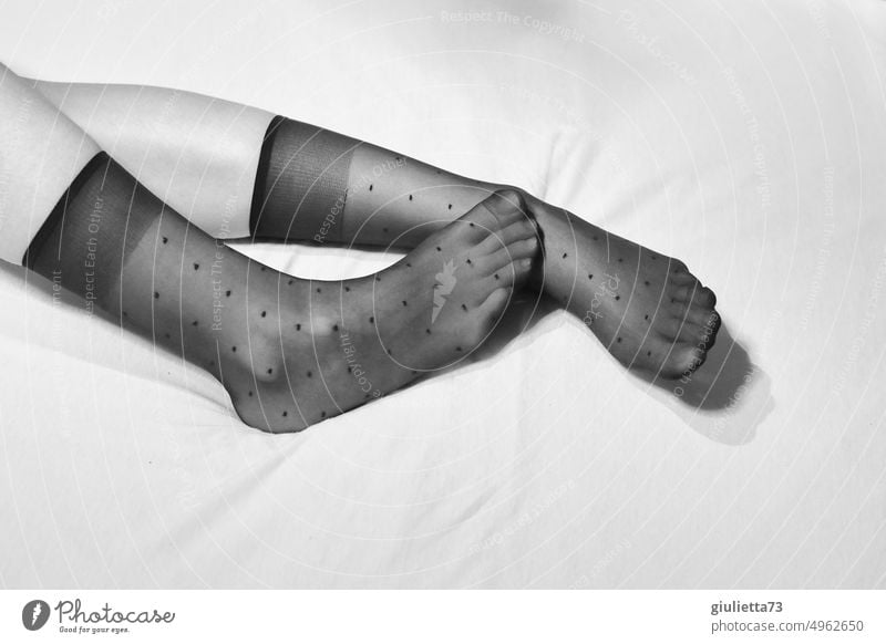 Nightlife | Erotic, Sexy woman feet in black nylon socks Eroticism Woman Black & white photo Feminine Human being 1 Young woman Interior shot 18 - 30 years