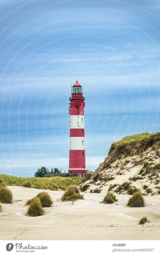 Lighthouse in Wittdün on the North Sea island Amrum duene Wittdun Schleswig-Holstein Island coast voyage Marram grass dunes vacation Landmark Tourist Attraction
