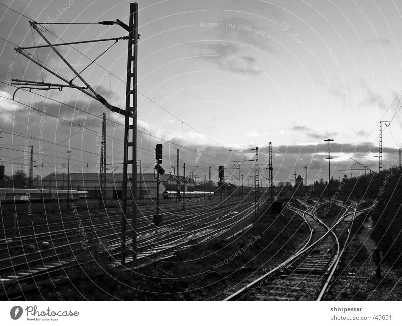Osnabrück Yard Black & white photo Exterior shot Deserted Copy Space right Copy Space top Economy Industry Logistics Services Town Outskirts Industrial plant